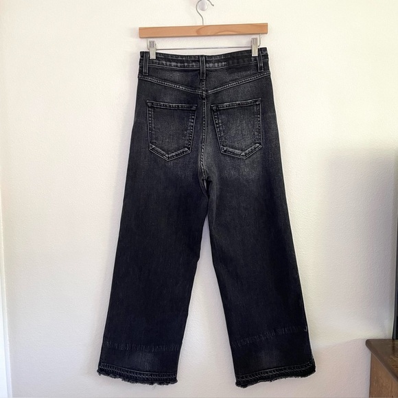 AMO Ava Crop Wide Leg Jeans High Waist Released Hem Raven Washed Black 29 - Picture 4 of 16